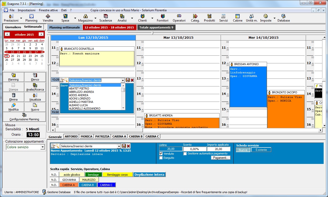 Esempio Planning Appuntamento Veloce