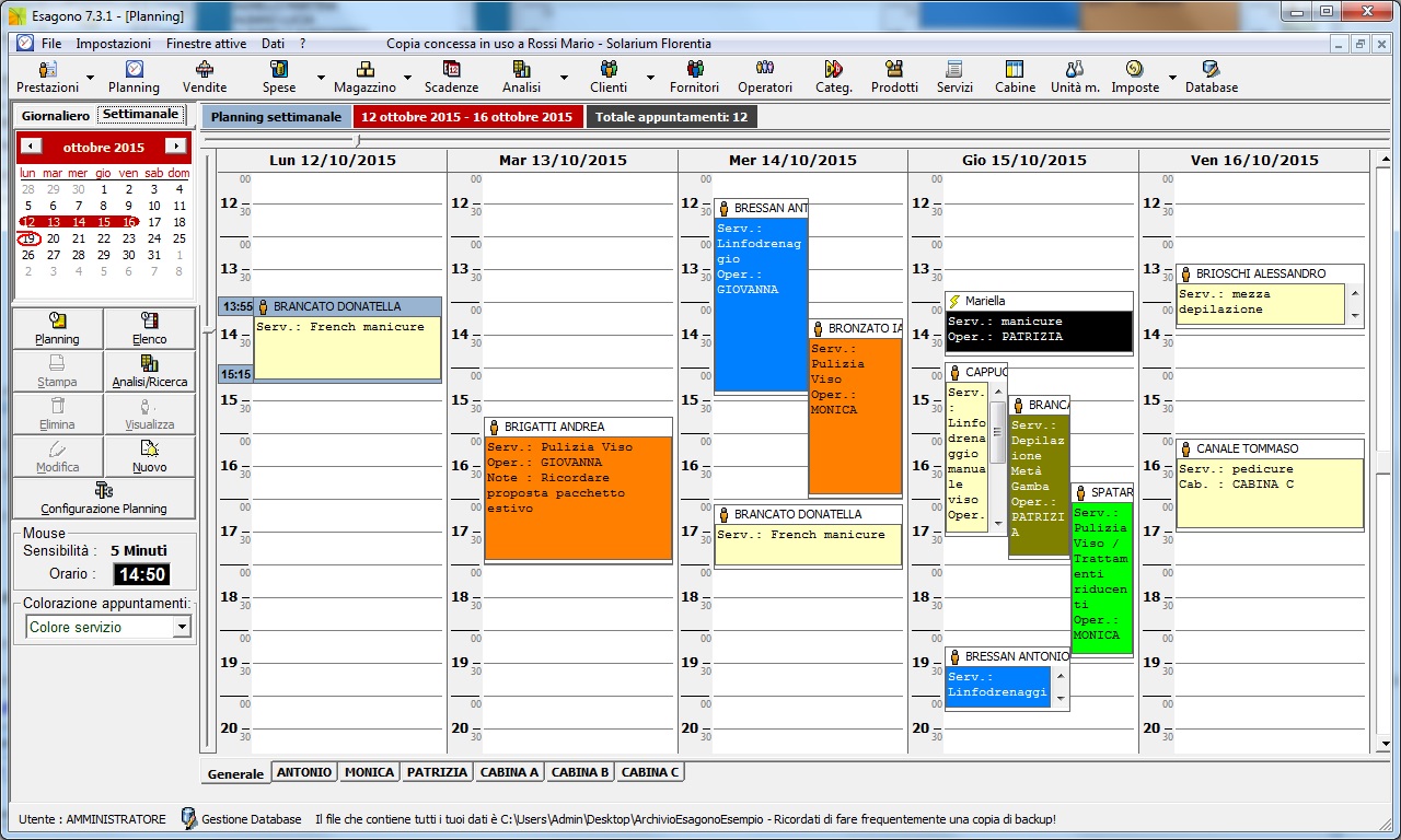 Esempio Planning Settimanale